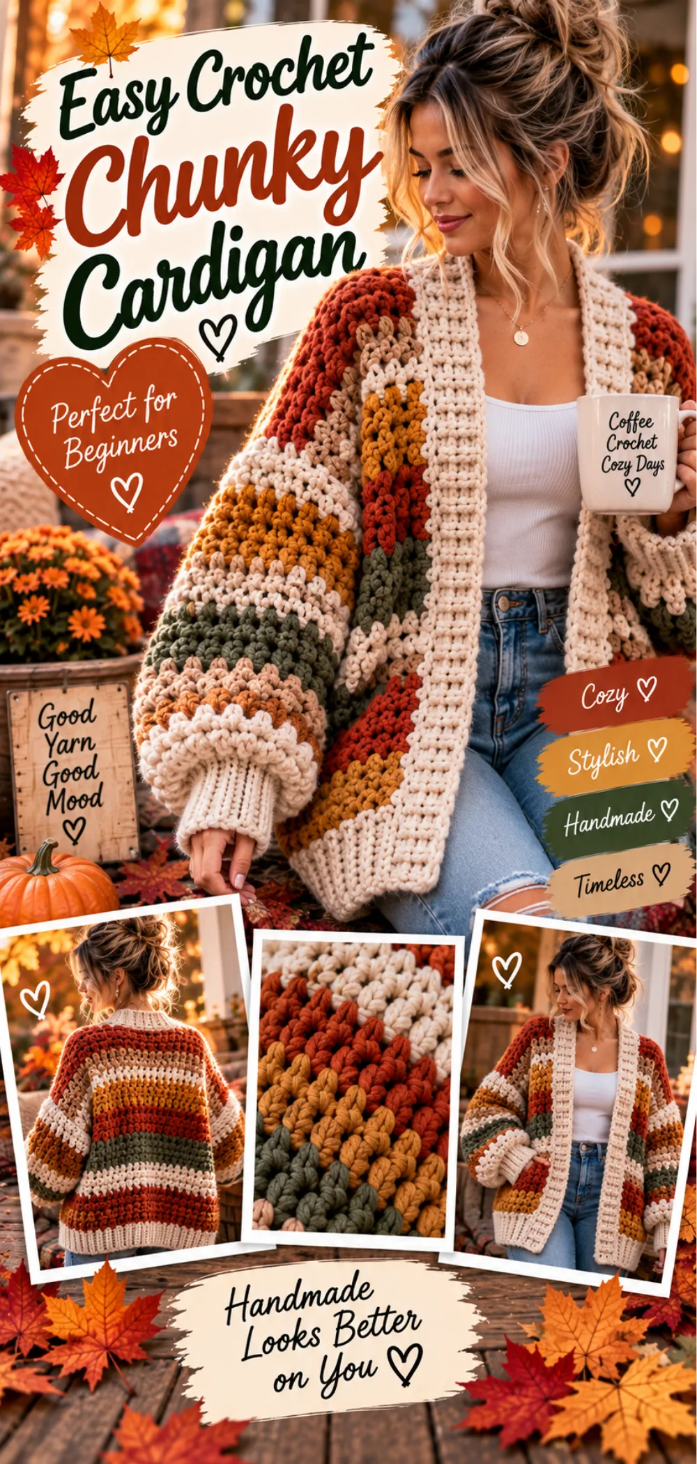 Easy Crochet Chunky Cardigan Pattern for Beginners – Free Tutorial 2 Easy Crochet Chunky Cardigan Pattern for Beginners