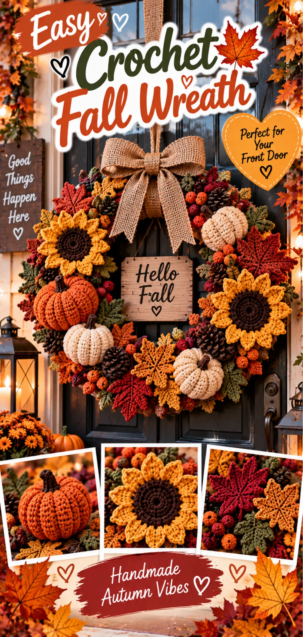 Easy Crochet Fall Wreath Pattern for Your Front Door – Step-by-Step Tutorial 2 Easy Crochet Fall Wreath Pattern for Your Front Door