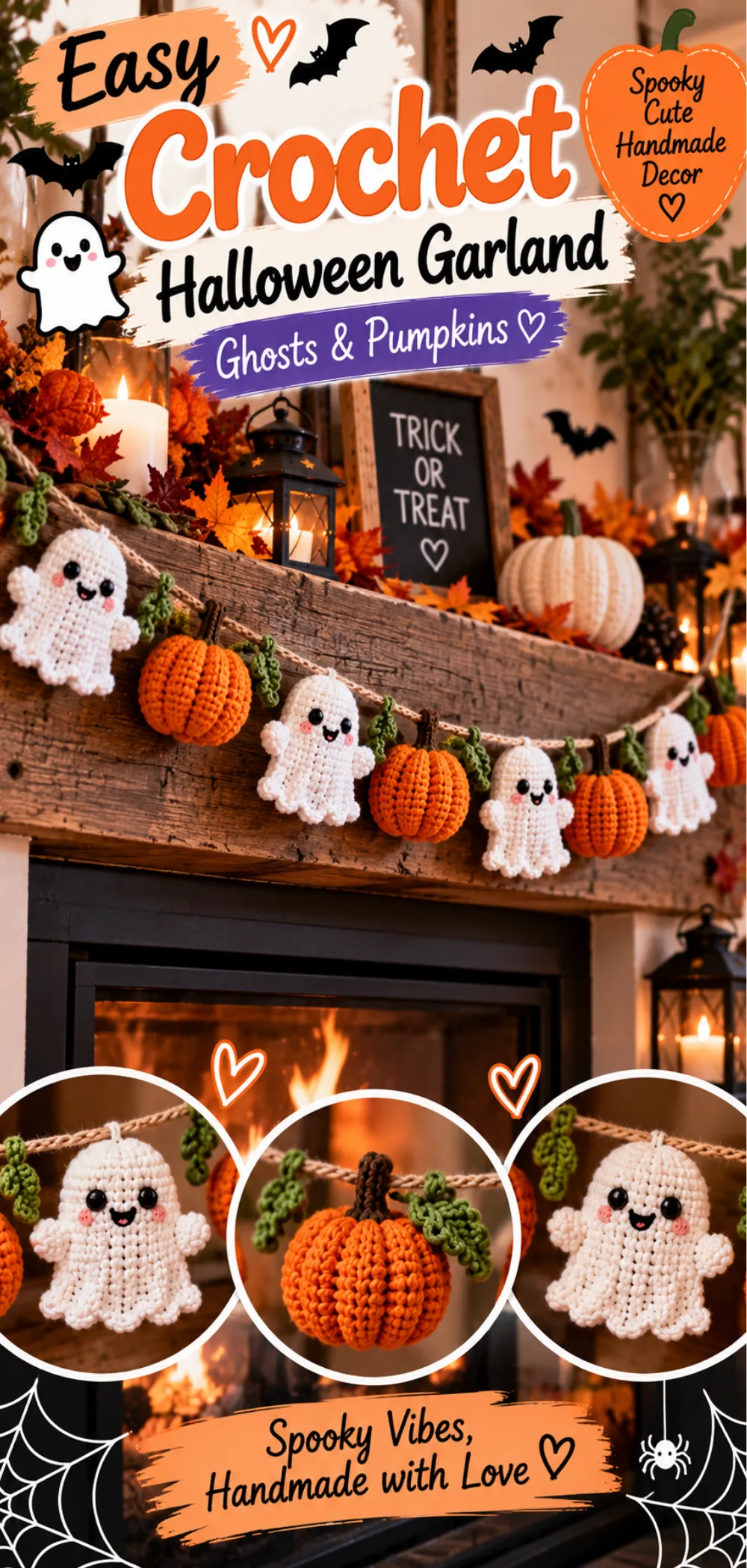 Easy Crochet Halloween Garland with Ghosts and Pumpkins – Free Pattern 2 Easy Crochet Halloween Garland with Ghosts and Pumpkins