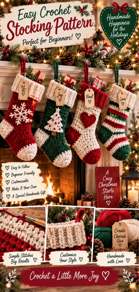 Easy Crochet Stocking Pattern for Christmas