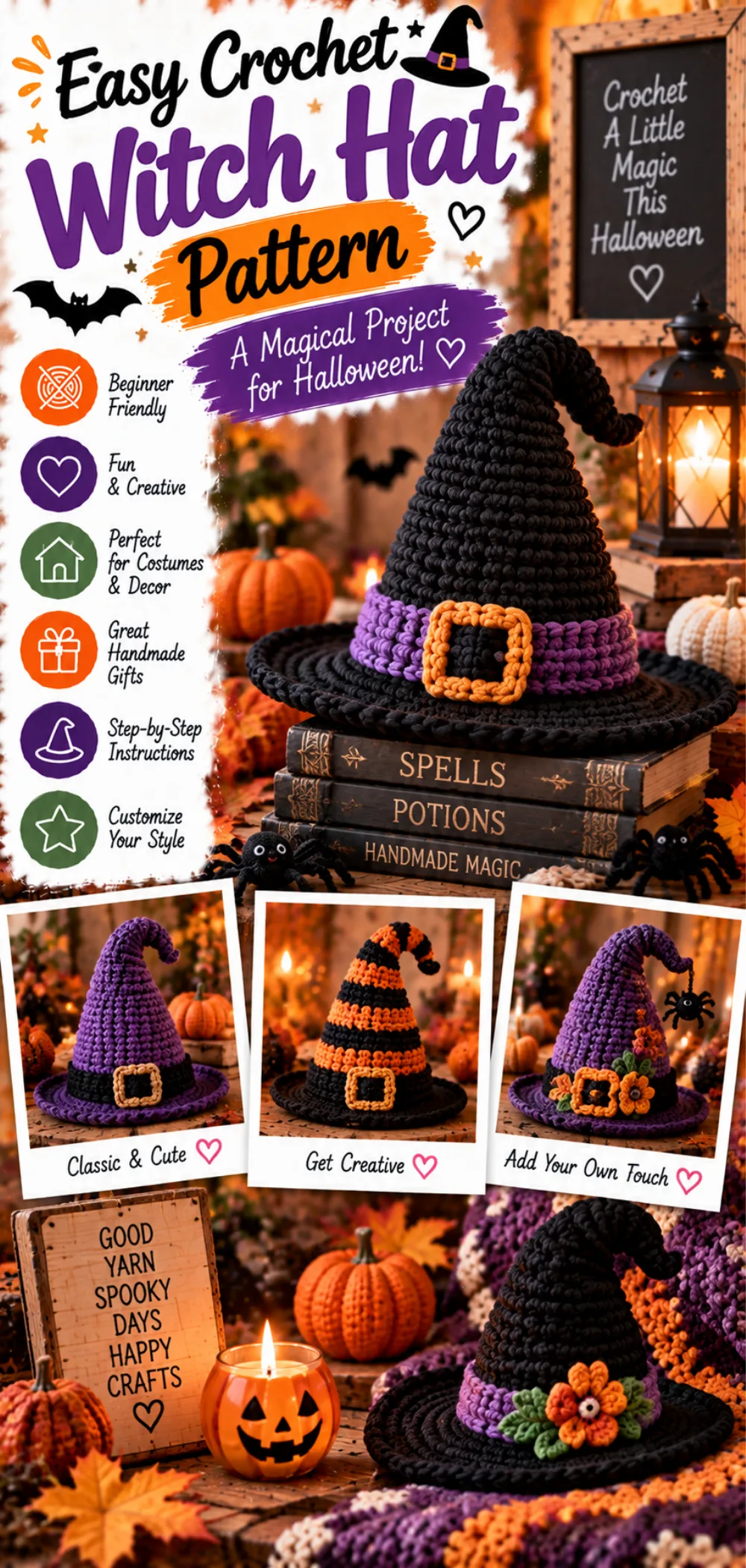 Easy Crochet Witch Hat Pattern for Halloween – Free Step-by-Step Tutorial 2 Easy Crochet Witch Hat Pattern for Halloween