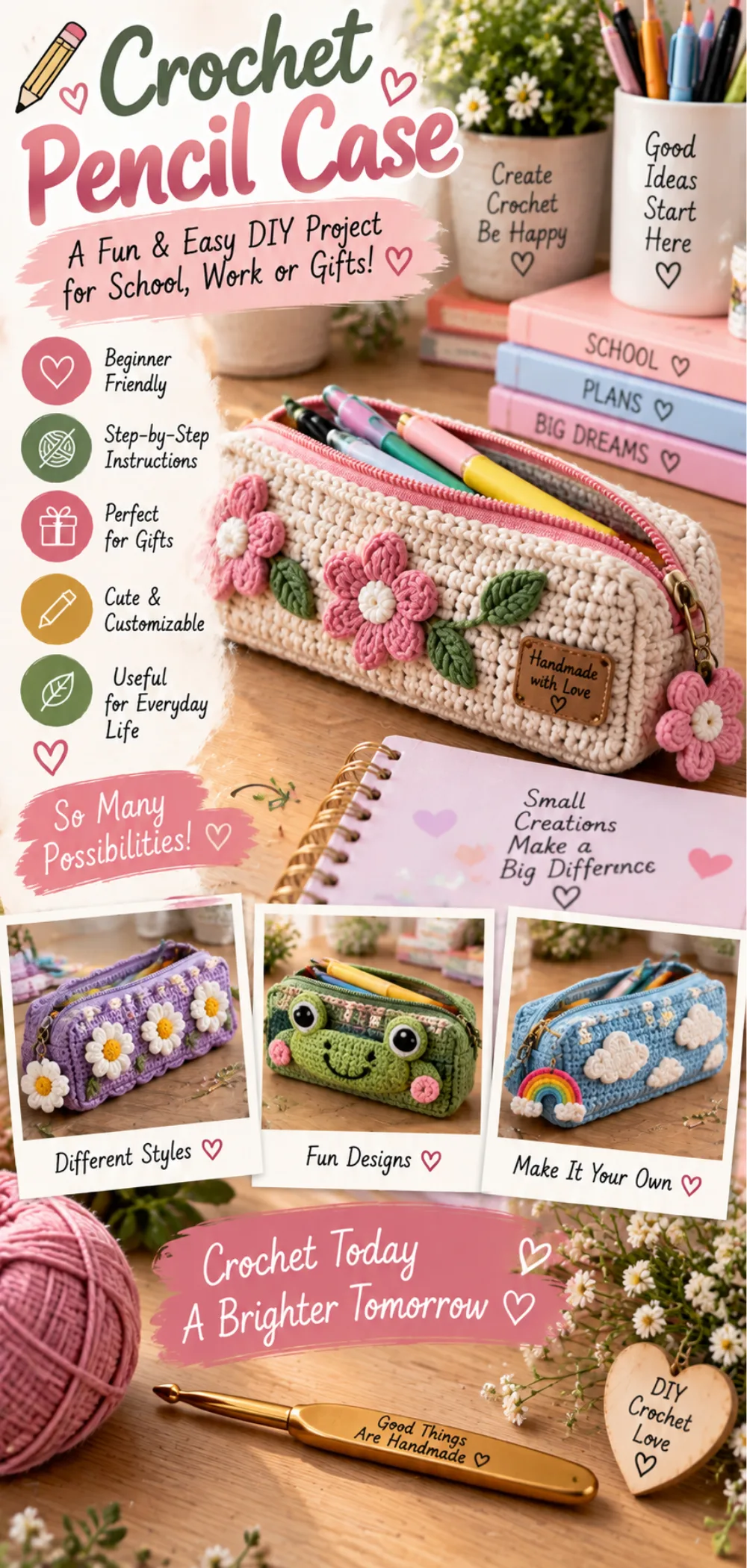 Crocheted Pencil Case โ Easy Step-by-Step Pattern for Beginners 2 crocheted pencil case๐งต๐ฉท